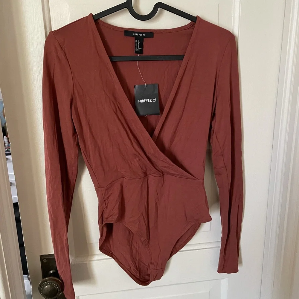 Dark burnt orange long sleeve bodysuit NWT small - Picture 1 of 5